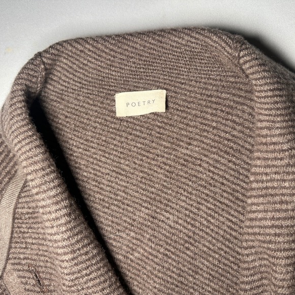Poetry Cardigan‎ Coat Women's 14 Brown Knit Wool Blend  Coatigan Front Pockets - Picture 3 of 16